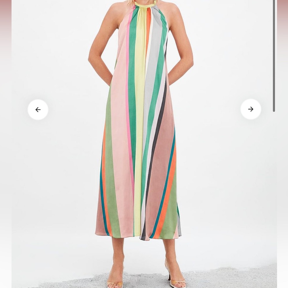 Zara Multicolor Striped Halter Dress